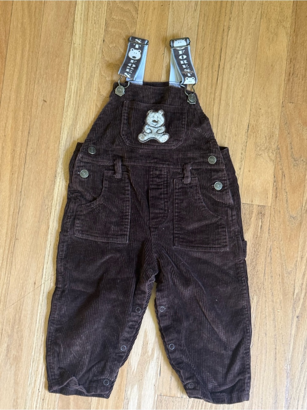 Baby 24 months Corduroy Overalls with Teddy Applique - Brown